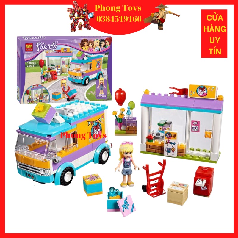 LẮP RÁP XẾP HÌNH LEGO FRIENDS BELA 10608 : BỘ 3 CỬA HÀNG TIỆN LỢI VÀ SIÊU THỊ MINI, XE GIAO HÀNG CỦA STEPHANIE