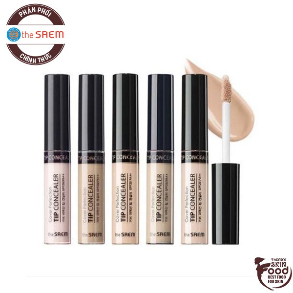 Kem che khuyết điểm có chống nắng Hàn Quốc The Saem Cover Perfection Tip Concealer SPF28 PA++ 6.5g