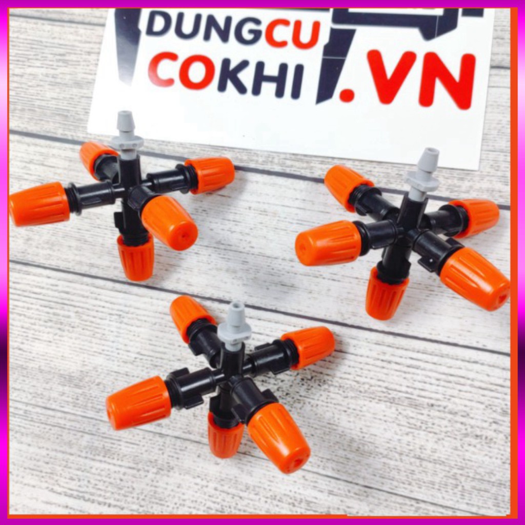 3 Béc phun sương 5 tia nhựa, kèm khởi thủy gắn ống 6-8 ly, dùng tưới cây, tưới lan