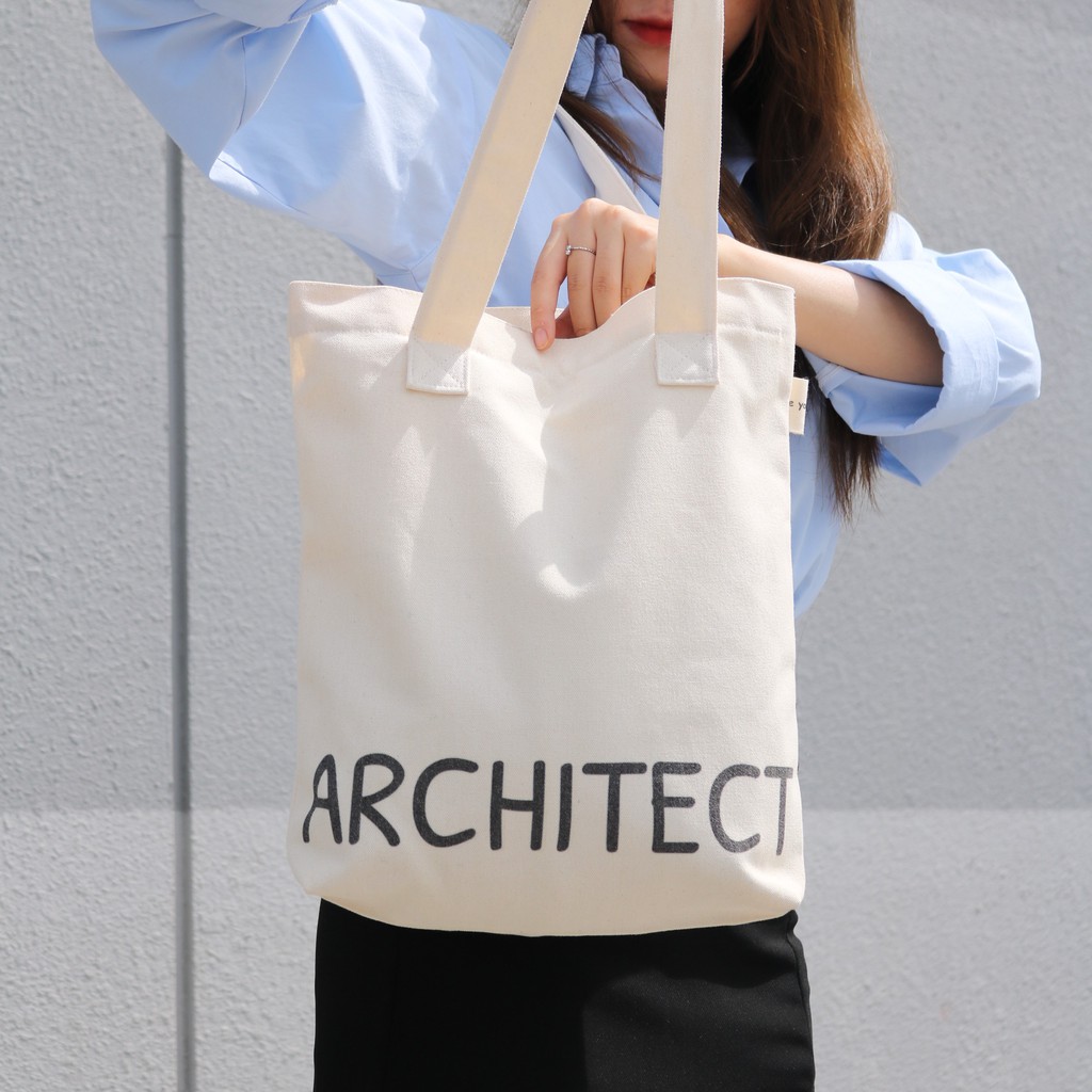 Túi tote ARCHITECT vải canvas mộc Tadi house vintage style