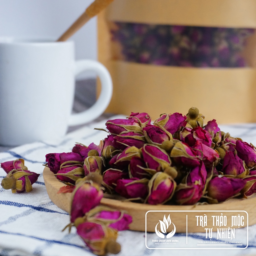 Trà Hoa Hồng Đà Lạt Khô Sấy Lạnh Nguyên bông 100% Organic - Trà Thảo Mộc Hữu Cơ Giúp Dưỡng Nhan Đẹp Dáng
