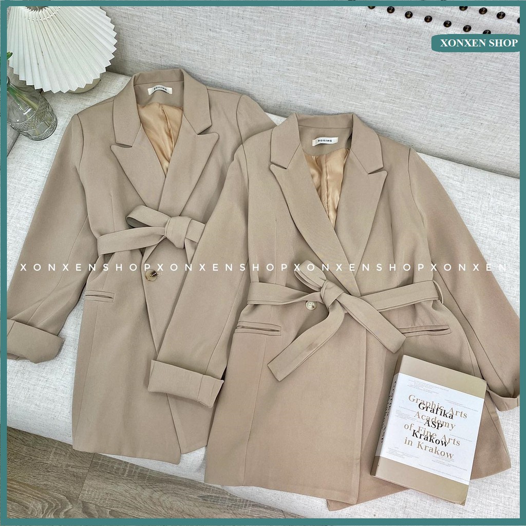 Áo Blazer XONXEN SHOP HUẾ áo blazer nữ cột eo 2 nút túi xéo thời trang freesize mã 1392