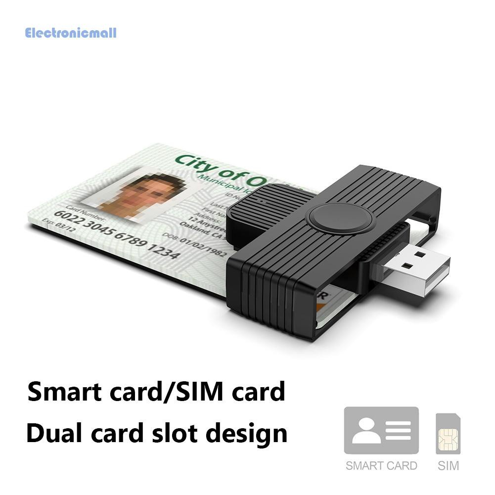 ElectronicMall01 USB Smart Card Reader for Bank Card SIM ID CAC Connector for PC Computer