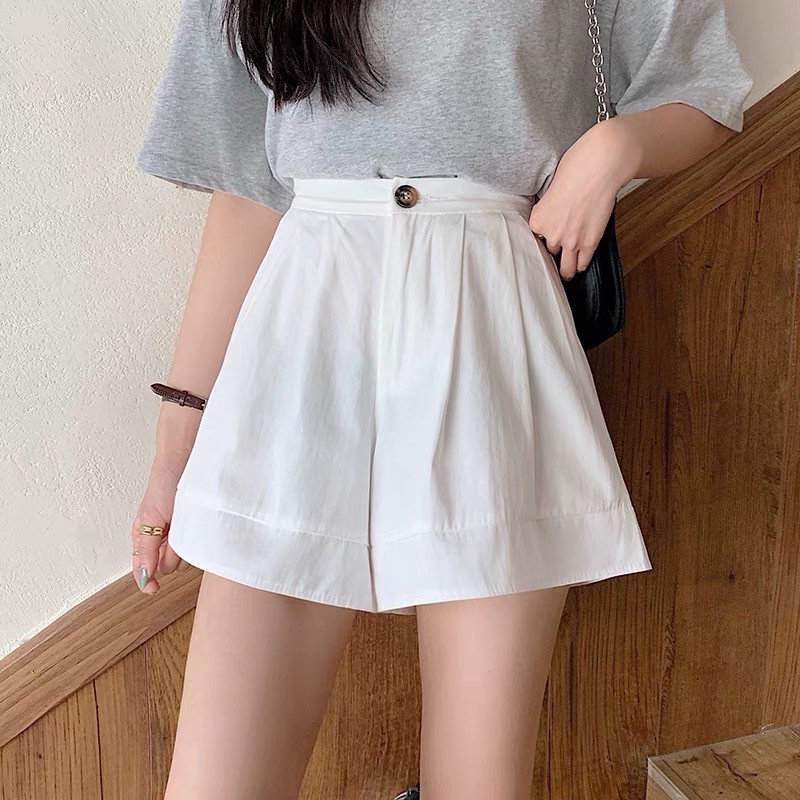 Quần đùi nữ ống rộng mùa hè lưng cao kiểu dáng sooc ulzzang, quần short đũi nữ cạp chun siêu mát KH002