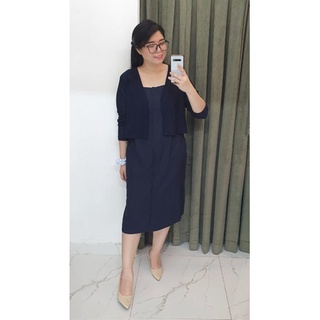 Bigsize công sở - set đầm dây và áo khoác nhẹ
