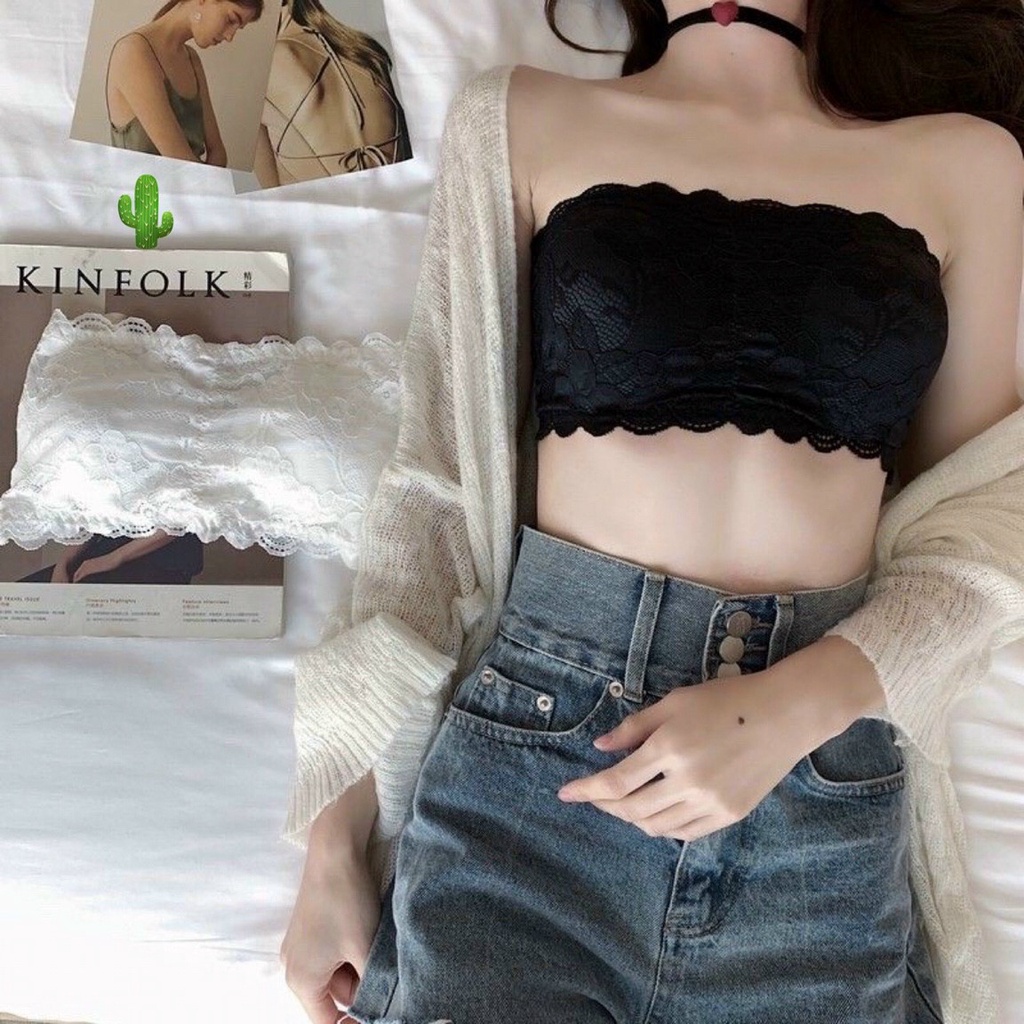 Áo bra ren ống có mút không dây ngang quây ngực có mút
