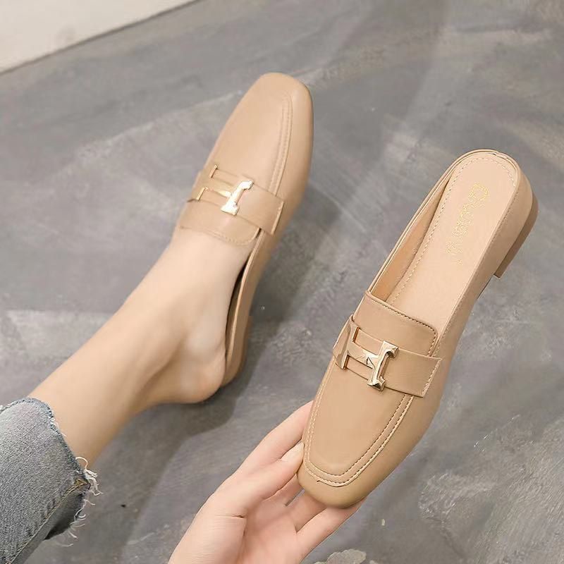 Giầy bệt hở gót da mềm mũi vuông