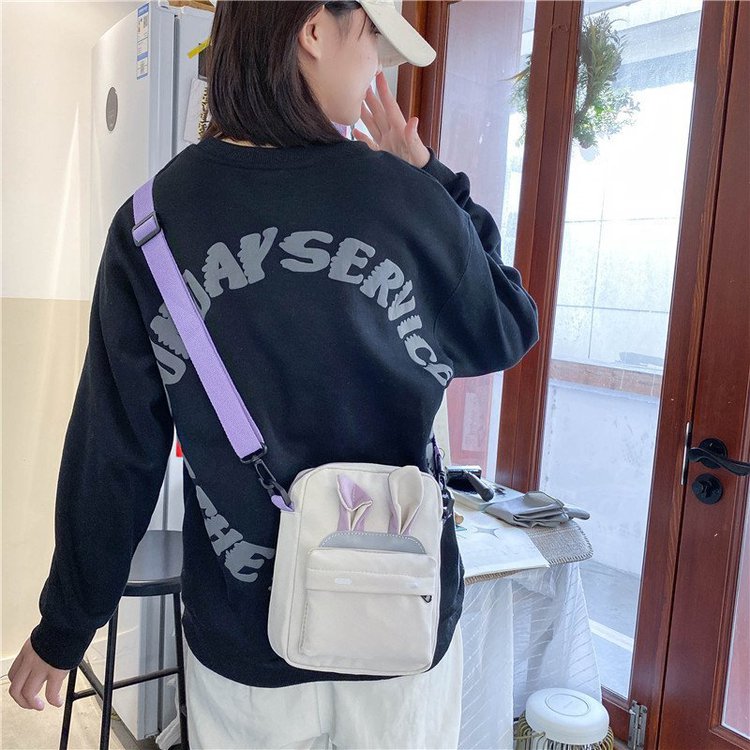 Ins Casual Shoulder Bag Rabbit Canvas Bag Messenger Bag Student School Bag