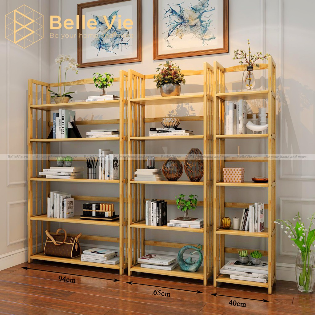 Kệ Sách 5 Tầng BELLEVIE Kệ Gỗ Decor Lắp Ráp Đơn Giản Dễ Dàng Bookshelf 5F Naturalx 50Cm