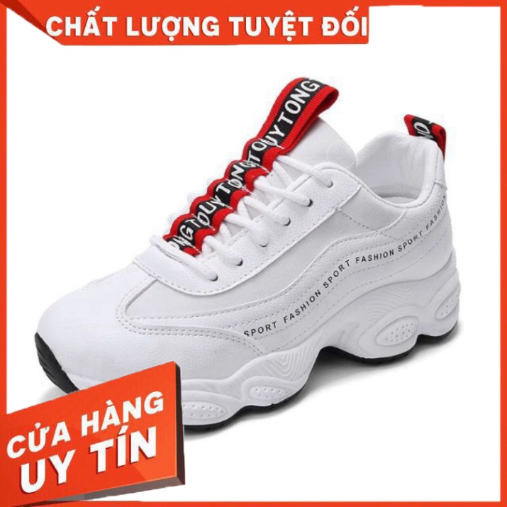 Giày sneaker HAPU nữ kiểu hàn quốc thêu chữ hot trend 2021 (trắng dây vàng, trắng đen) - Hàng nhập khẩu