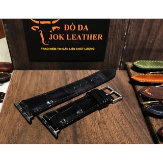 dây đồng hồ da cá sấu apple watch màu đen