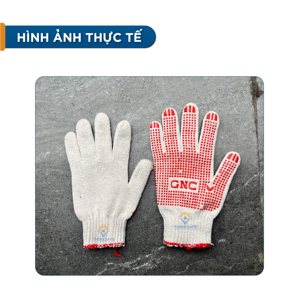 Găng tay bảo hộ phủ hạt nhựa 70g tăng độ bám Bao tay lao động chống trơn trượt, thao tác linh hoạt - THINKSAFE