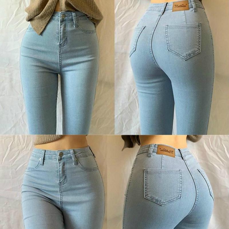 Quần jeans dài lưng vừa dáng ôm thời trang cho nữ