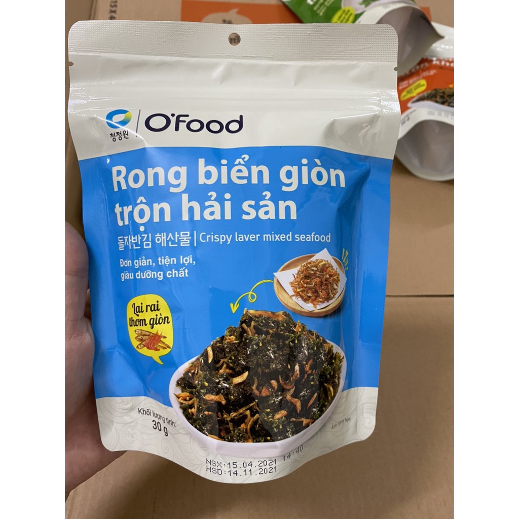 Rong biển trộn cơm Ofood - Rong biển ăn liền rắc cơm Ofood - Miwon 3 vị Truyền thống, Khô gà và Hải sản gói 30 gram
