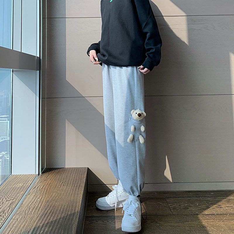 Quần Dài Thể Thao Dáng Rộng Lót Lông Cừu Thời Trang Mùa Thu Cho Nữ