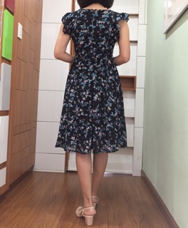 Đầm voan hoa midi kèm belt