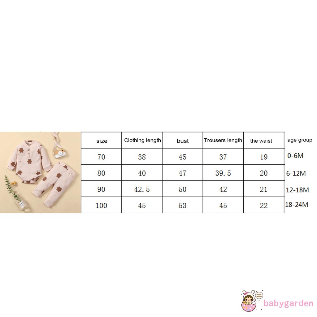 Bộ Áo Liền Quần Tay Dài Cổ Tròn In Hình Gấu + Quần Dài Cho Bé Trai