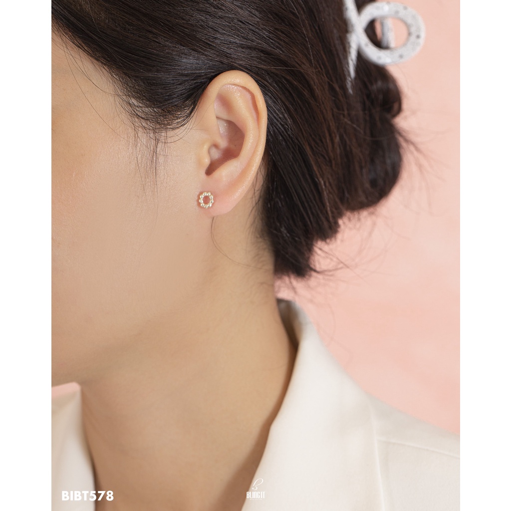 Khuyên Tai Bạc Nữ 925 BLING IT Thiết Kế Hình Bánh Donus Phong Cách Đơn Giản Dễ Thương - BIBT578