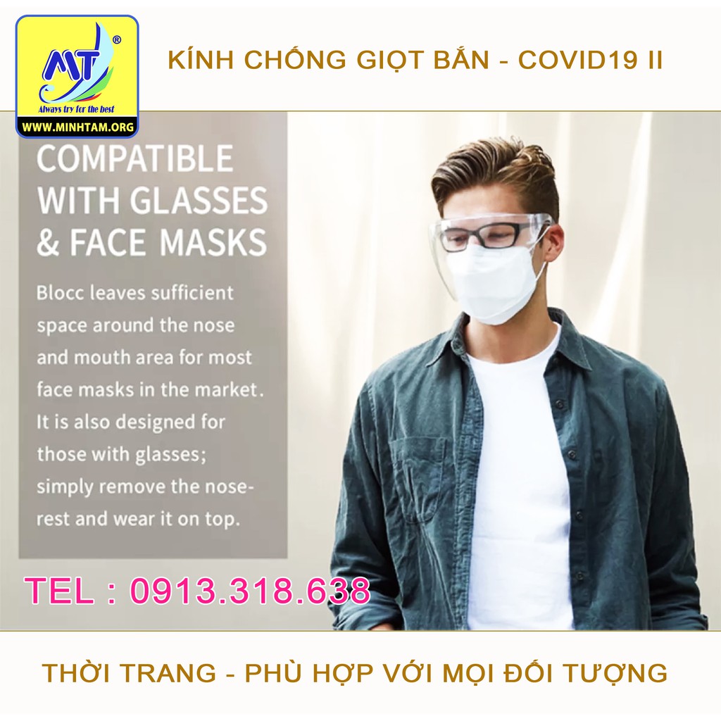 Kính chống giọt bắn "SX: Việt Nam" Tặng Khẩu trang Vải 2 lớp Cao Cấp