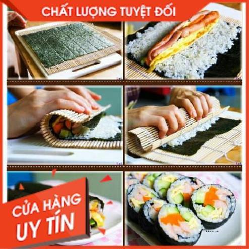 Mành Tre Xanh Cuốn Kimbap Dẹt Nan To Cao Cấp Hàn Quốc 김발 겉대