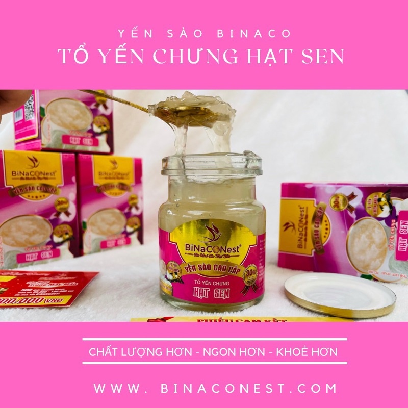 Yến sào cao cấp Khánh Hoà BiNaCoNest , Tổ Yến chưng sẵn Hạt Sen 30%/70ml.