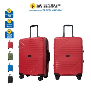 Vali nhựa pp chống vỡ khung nhôm khoá sập vỡ 1 đổi 1 travelking-886 kích thước 20, 24 inch chính hãng