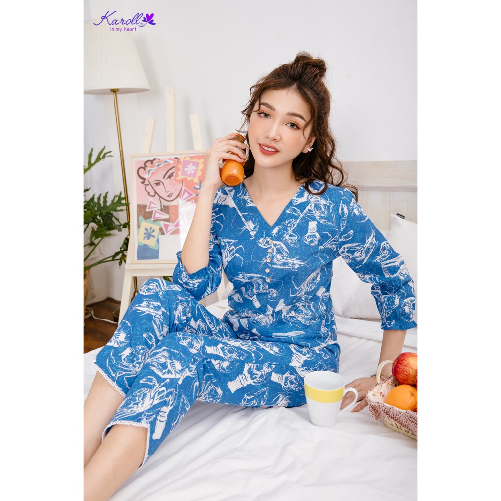 Hãng Karoll - Bộ thô áo dài quần dài 2019 -NH19.125