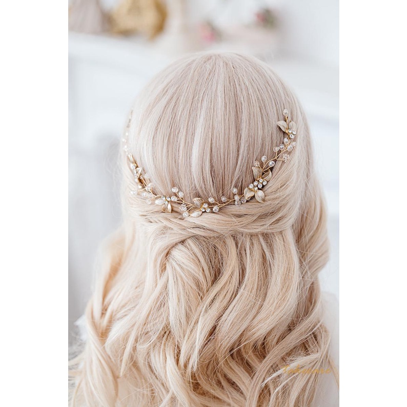 Flower Bride Wedding Hair Comb Leaf Crystal Hair Jewelry Headpieces Pearl Side Combs Bridal Decorative Hair Accessories