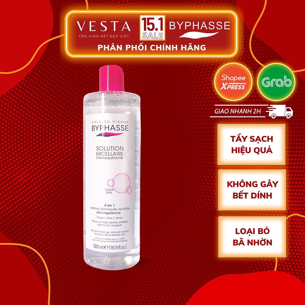 Nước Tẩy Trang Byphasse - Tẩy Trang Skincare Dưỡng Da Solution Micellaire Làm Sạch Sâu Không Cồn