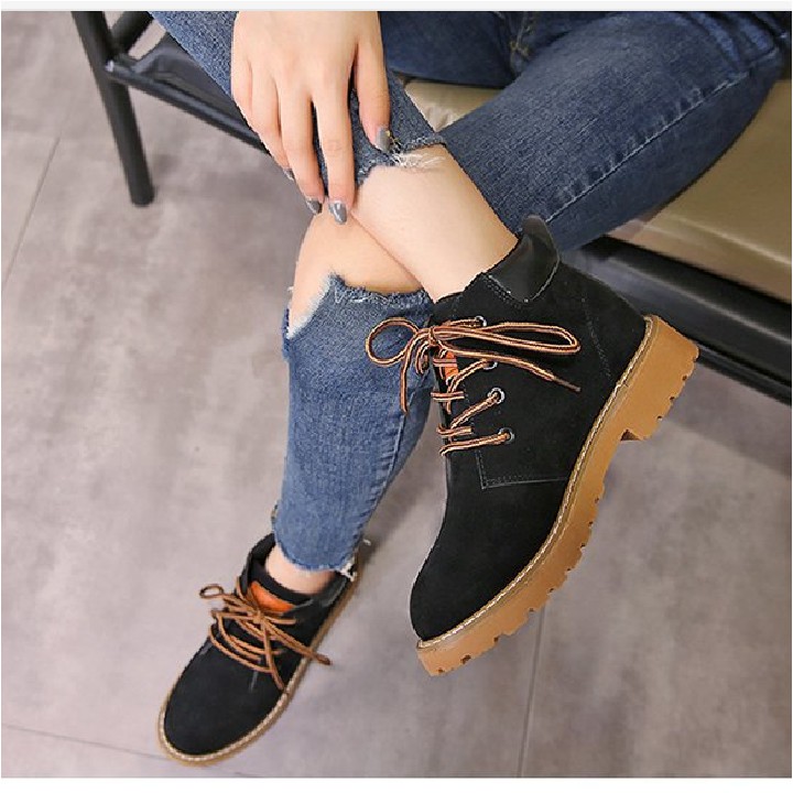 FREESHIP TỪ 99K_Bốt da lộn cổ ngắn thiết kế dây buộc thời trang | BigBuy360 - bigbuy360.vn