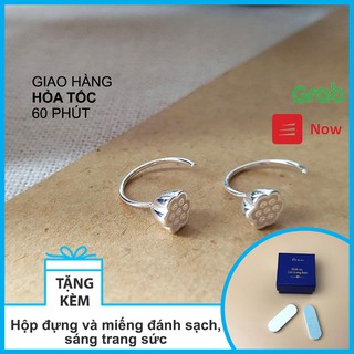 Bông tai phong cách Phật Giáo hình Hoa sen móc bạc - Khuyên tai Bạc cao cấp phong thủy,may mắn bình an - Hiên Nhà