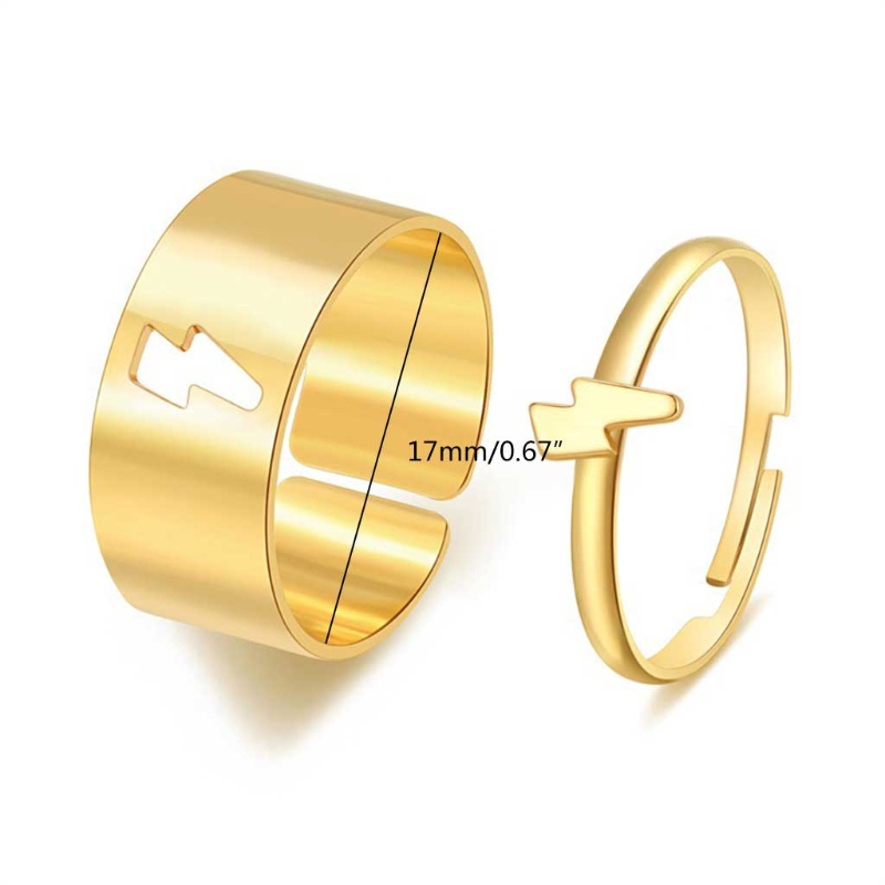 Set 2 Nhẫn Cưới Dạng Mở Có Thể Điều Chỉnh Kích Cỡ Dành Cho Cặp Đôi