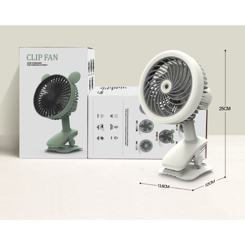 Quạt Phun Sương Mini Tích Điện 3 Tốc Độ Gió, Để Bàn, Có Kẹp Bàn, Quạt Điều Hoà hơi nước Clip Fan | BigBuy360 - bigbuy360.vn