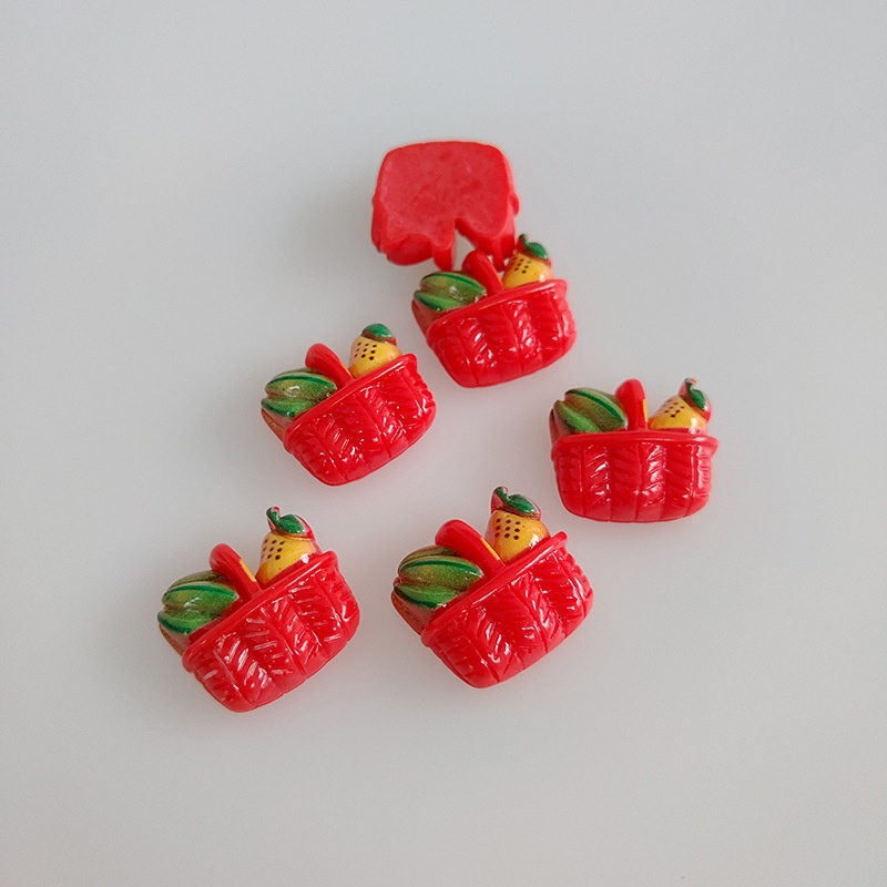 Set 10 Phụ Kiện Trang Trí Điện Thoại Hình Giỏ Trái Cây Bằng Nhựa Resin Dễ Thương Diy