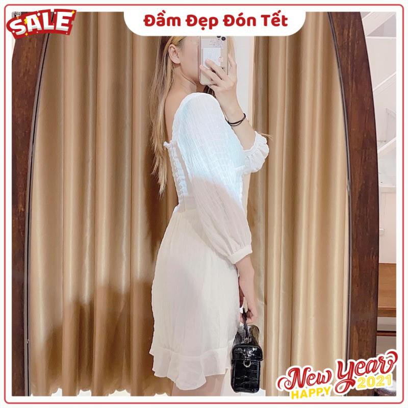 Đầm trắng xinh Lemarr dress tay dài from chuẩn vây cổ vuông kết hợp phần dúm ngực diêu xinh tay bồng ( kèm ảnh thật ) | BigBuy360 - bigbuy360.vn