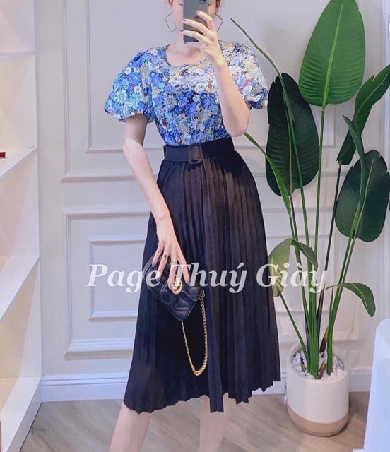 Chân váy dạ dập li kèm đai | BigBuy360 - bigbuy360.vn