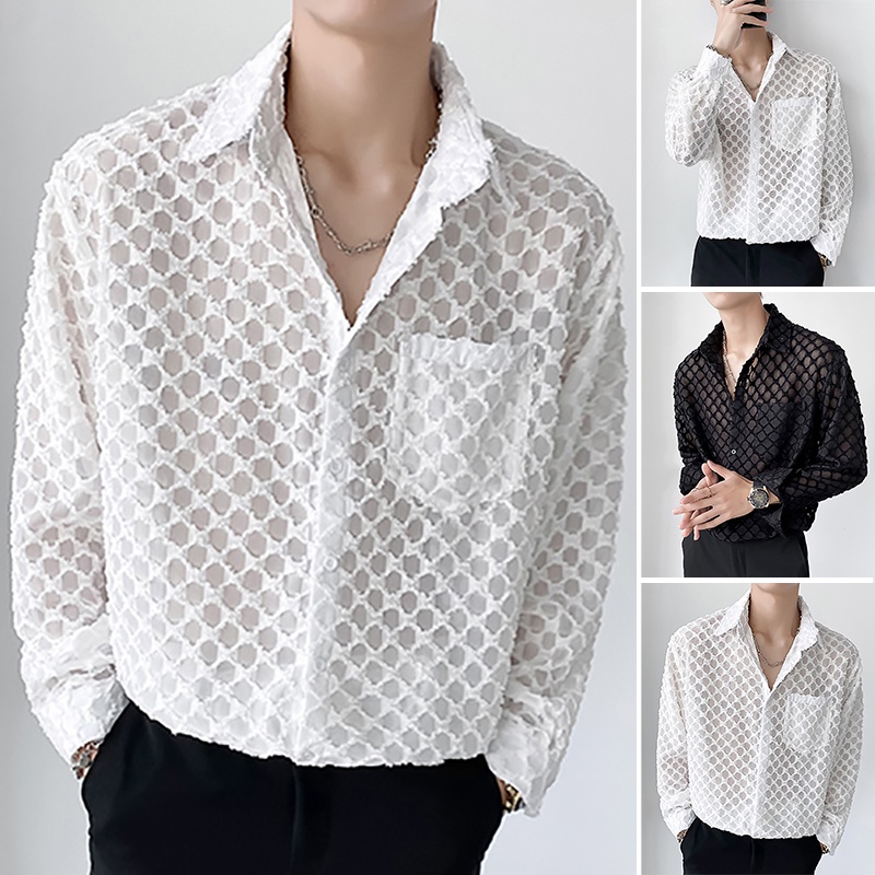 Áo Sơ Mi Lưới Cổ Bẻ Kẻ Sọc Caro Trẻ Trung Cho Nam