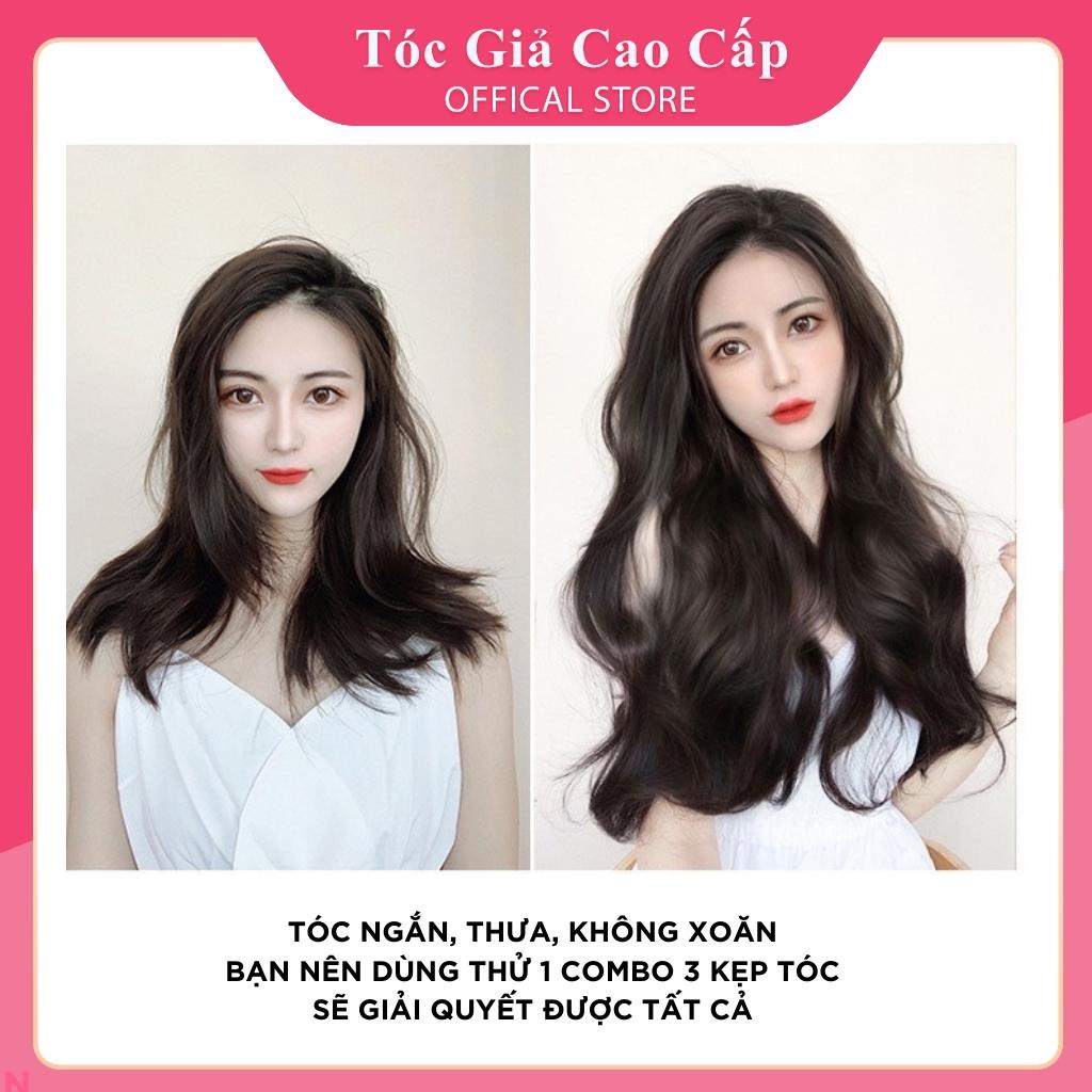 Tóc giả kẹp ❤️FREESHIP❤️ Tóc kẹp xoăn dợn hàn quốc- kẹp 6 phím hq230