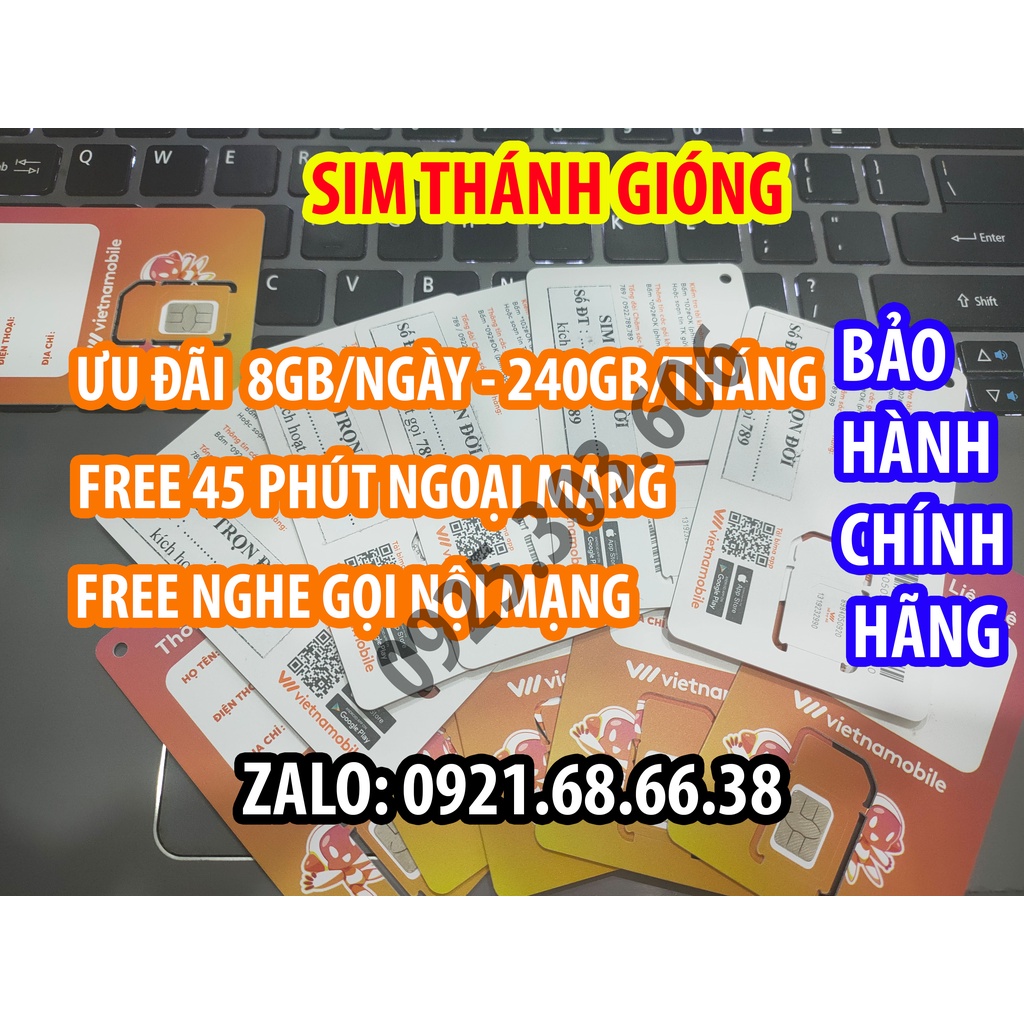 Sim 4G Thánh Gióng Vietnamobile Ưu Đãi Đến 8GB/ngày -  Miễn Phí 45 Phút Ngoại Mạng - Gọi Nội Mạng Free
