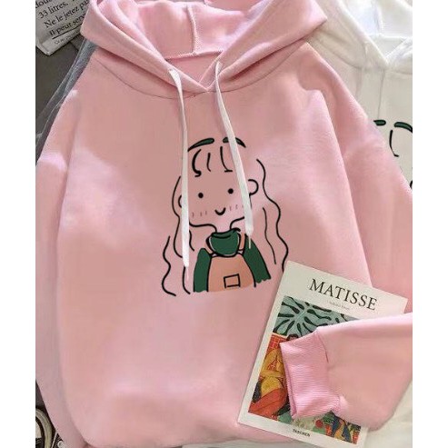 Áo hoodie nỉ bông thời trang in hình cô gái tóc mầm cây ngộ nghĩnh đáng yêu freesize(45-58kg)