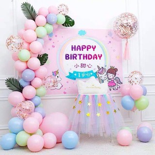 TẠO COMBO CHO KHÁCH phụ kiện trang trí sinh nhật cho bé đẹp rẻ - Bóng bay - Kèm Phông bạt & In tên - Màu xanh nước biển