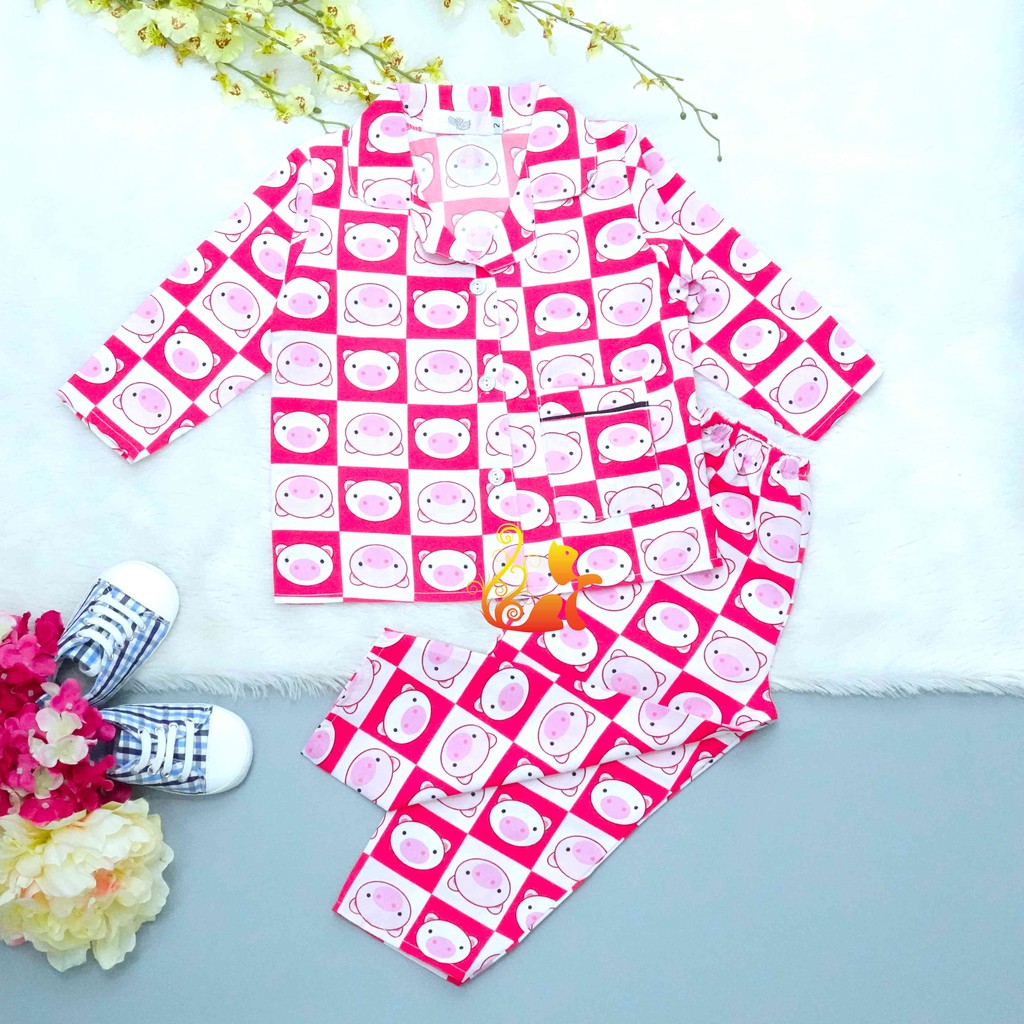 Đồ Bộ Mặc Nhà &quot;Heo ô vuông&quot; Pijama Kate Thái Quần Dài - Cho Bé 8-38kg.