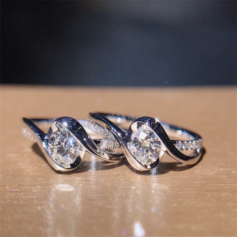 Nhẫn Moissanite Micro Setting Ba Lives Màu Trắng Vàng Dành Cho Nữ