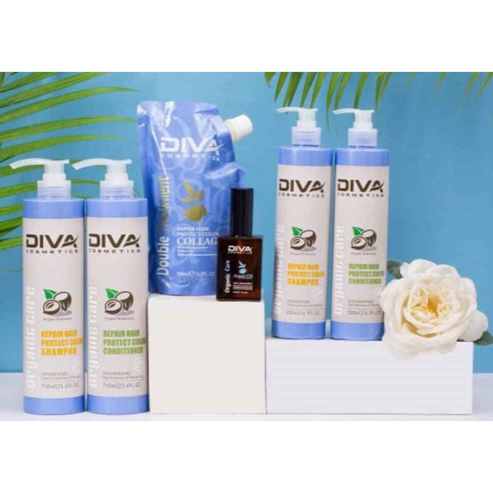 [VAT] Bộ dầu gội xả hấp tinh dầu dưỡng tóc Diva Organic Argan Oil phục hồi giữ màu nhuộm