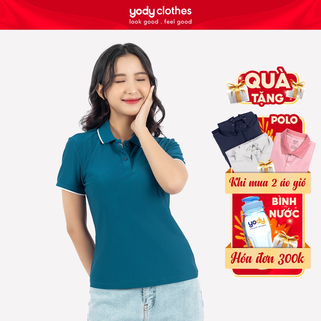Áo thun polo nữ YODY viền cổ chất vải cao cấp thoáng mát APN5398