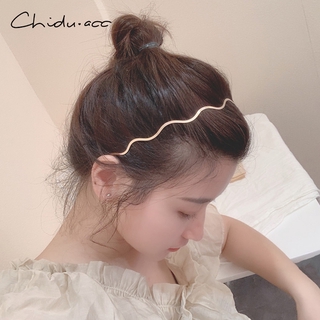Băng Đô Cài Tóc Gợn Sóng Bằng Kim Loại Đơn Giản Phong Cách Hàn Quốc Retro Dễ Phối Đồ Cho Nữ