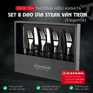 Mua Bộ 8 dao dĩa ăn bít tết inox 304 KATANA Elegance cao cấp  sang trọng  tinh tế - vân trơn sáng bóng - VTK284