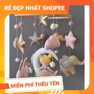 [TẶNG TÚI TỎI + FREESHIP ] Đồ chơi treo nôi cũi handmade ảnh thật 💯,xoay phát nhạc mẫu CÔNG CHÚA THỎ kích thích thị giác