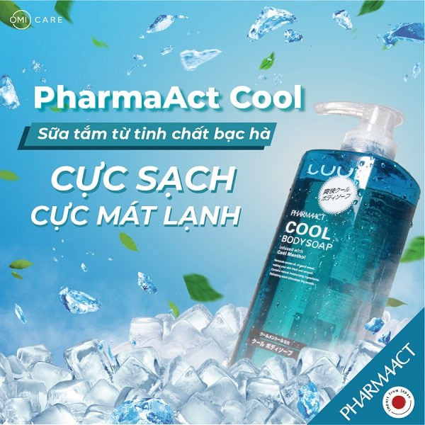 Sữa Tắm Nam Cao Cấp Nhật Bản Bạc Hà Mát Lạnh Pharmaact Cool Body Soap (600ml)