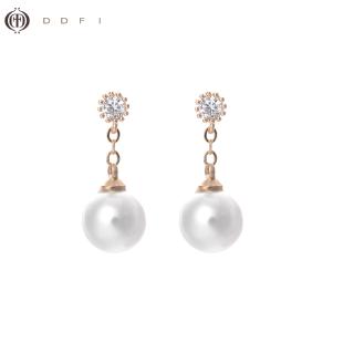 DDFI - IU Same Style Earrings Hotel Deluna S925 Silver Needle Simple Pearl Zircon Stud Earrings Anting DDFI B4A07